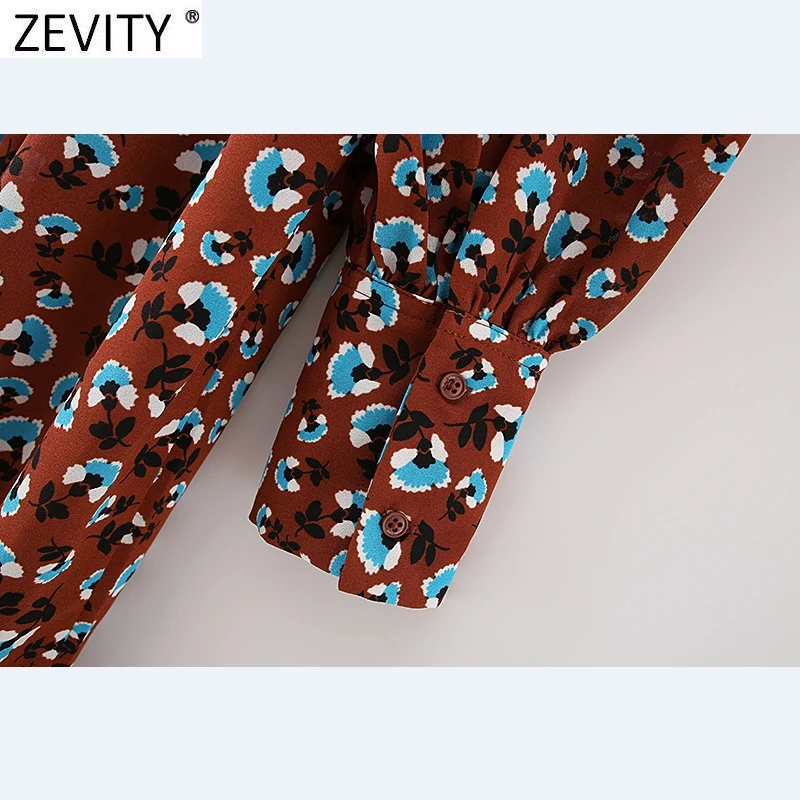 Zevity 2020 Ženske Elegantne Cvjetnim Tiskanja Gub Šifon Midi Obleka Ženska z Dolgimi Rokavi Čipke Priložnostne Slim Ruffles Vestidos DS4652