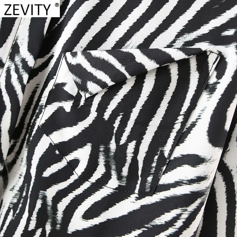 Zevity 2021 Nove Ženske Letnik Leopard Tie Dye Tiskanje Priložnostne Delavska Bluzo Ženski Enotni Pocket Majica Elegantna Blusas Vrhovi LS7612