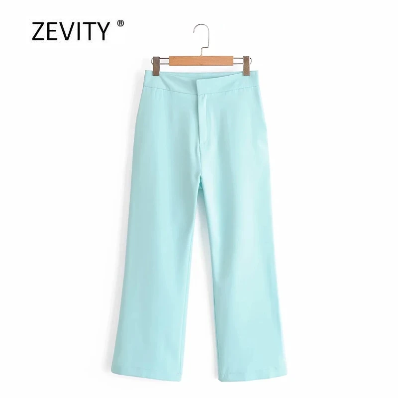 Zevity Nove Ženske moda barva žep naravnost hlače elegantna urad dama zadrgo letenje priložnostne slim pantalone mujer hlače P870