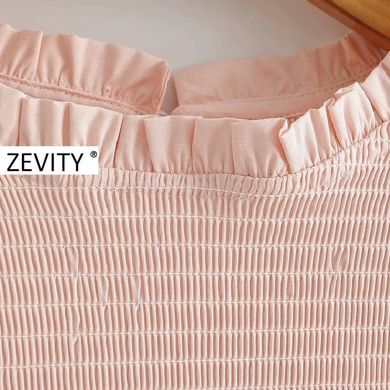 Zevity Nove ženske modni agaric čipke krog barve elastična naguban delavska elegantno bluzo gospa trdno poplin femininas majica vrhovi LS6998