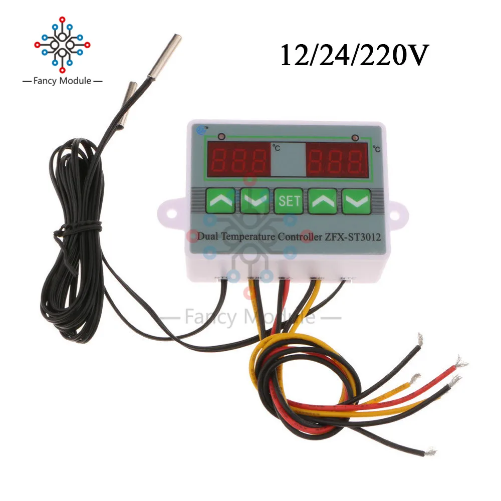 ZFX-ST3012 LED Digitalni Zaslon Termostat z Dvojno Temperaturni Regulator Termometer DC 12/24/220 V Termo Nadzor z NTC Senzorja