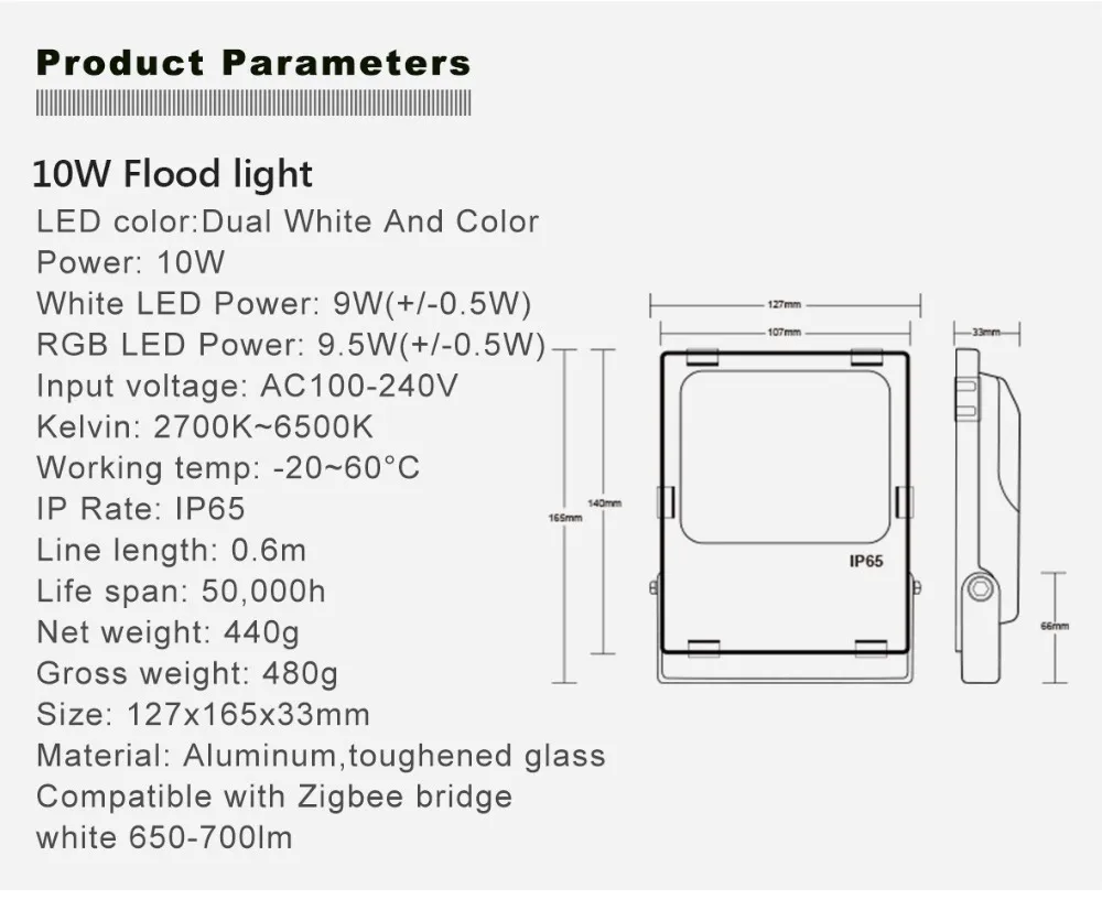 ZIGBEE LED Žaromet 10W RGBCCT Nepremočljiva Prostem Smart LED Poplav Svetlobe 110V AC 220V ZIGBEE Svetlobe Povezava Deluje z Echo Plus