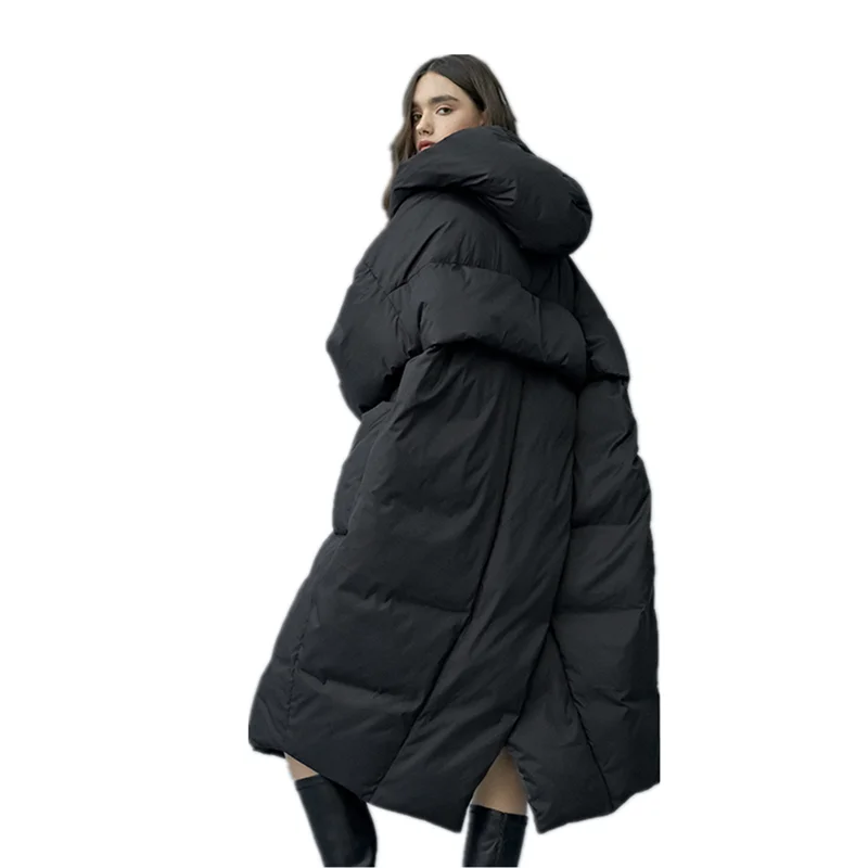 Zimske Ženske Dolgo Hooded Toplo Bombaž, Oblazinjeni Suknjič Plus Velikost Debele Puhasto Black Priložnostne Splice Parkas Ženske Oblačila