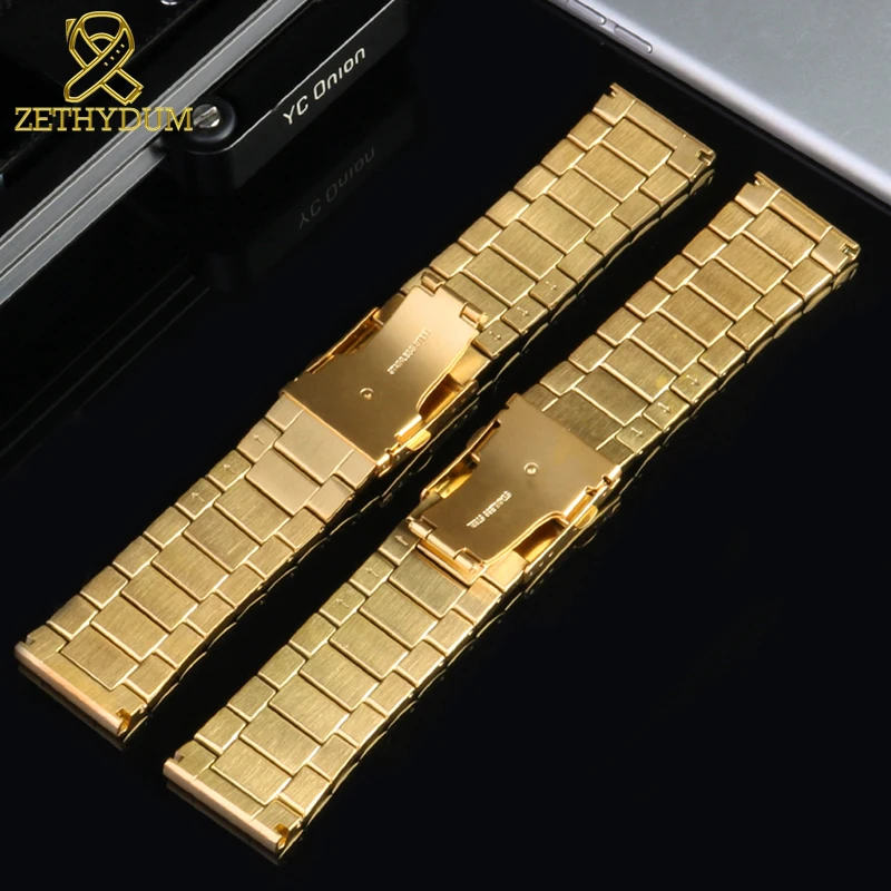 Zlata barva Nerjavnega jekla watchbands 24 26 28 mm watch trak za DZ4209 DZ4215 DZ1844 DZ7333 DZ4344 trdne kovine watch band