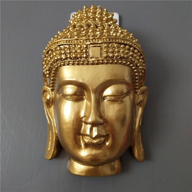 Zlati Buda Glavo Kip Stenske Dekoracije Sakyamuni Tathagata Buda Kiparstvo Smolo Obrti Okras Doma Dekor Kipi