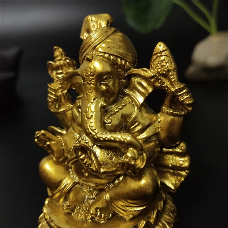 Zlato Gospod Ganesha Kip Bude, Doma Vrt Dekoracijo Indijski Ganesh Slon Bog Kiparstvo Figurice Okrasni Kipi Bude,