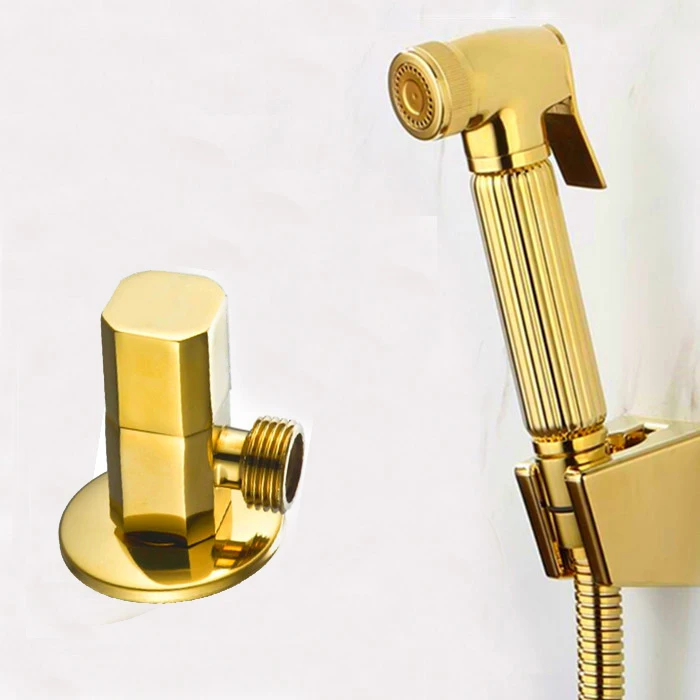 Zlato kotni ventil in Wc gold Bide Škropilnica Pranje Tuš Glavo Flusher Izpiranje Čiščenje Bidets iz Nerjavečega Jekla spray BD888