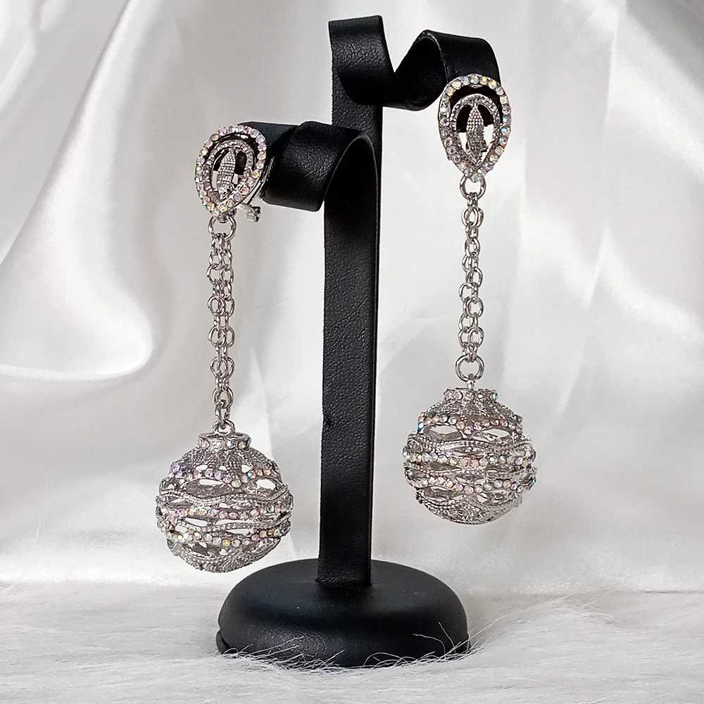 Zlato ogrlico iz okroglo žogo dolgi uhani seksi nakit za ženske, poročno darilo mlada dama nočni klub, bakreni dodatki