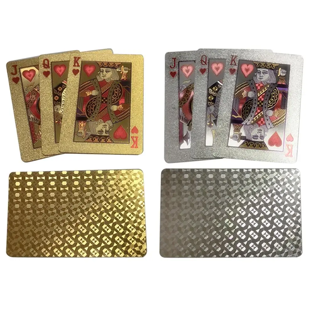 Zlato, Srebro Igralne Karte, Poker Igra Krovu, Zlata Folija Poker Set Plastičnih Čarobne Kartice Nepremočljiva Kart Magic Ekipa Igre Blackjack 2