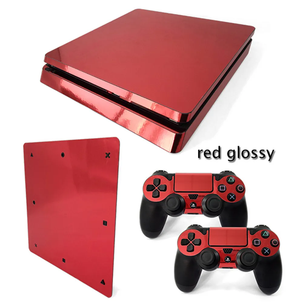 Zlato Črno Rdeče Svetleče Kože Visoko Qulaity Dekorativne Nalepke Nalepke Kritje za PS4 Slim Konzole