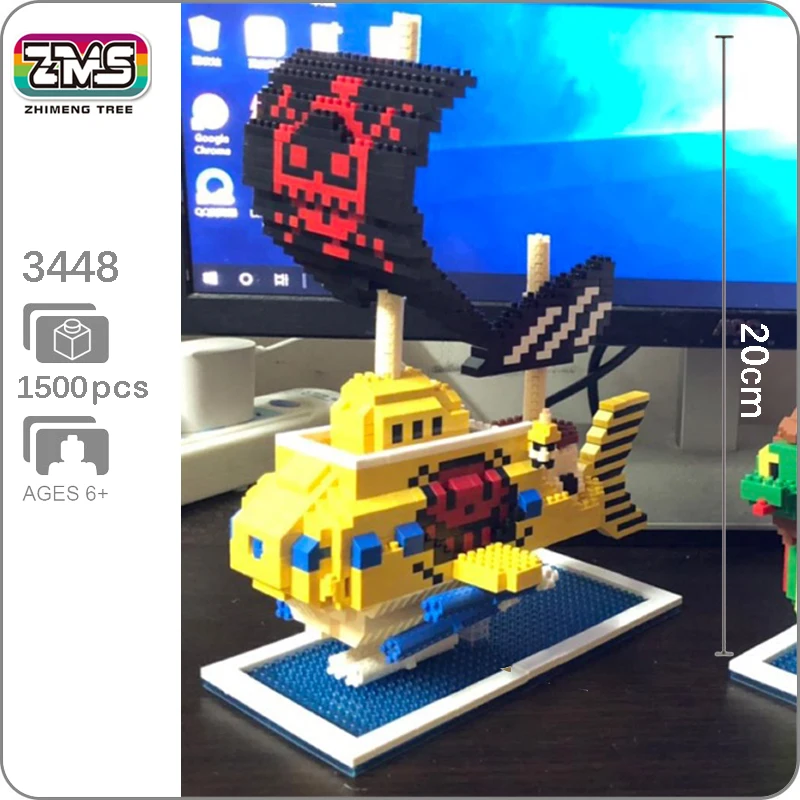 ZMS 3448 Anime Enega Kosa Pravo Pirati Podmornice, Ladje, Čolna 3D Model DIY Mini Diamond Bloki, Opeke Stavbe Igrača za Otroke, št Polje