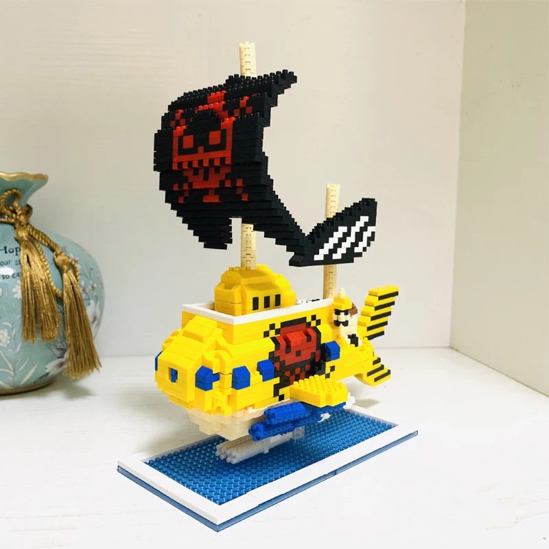 ZMS 3448 Anime Enega Kosa Pravo Pirati Podmornice, Ladje, Čolna 3D Model DIY Mini Diamond Bloki, Opeke Stavbe Igrača za Otroke, št Polje