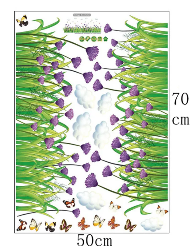 Zs Nalepke 55 x 110 cm vijoličen cvet travo broders Stenske Nalepke, vinilne Nalepke Doma Dekor Lepilo Stensko Talne dekoracijo