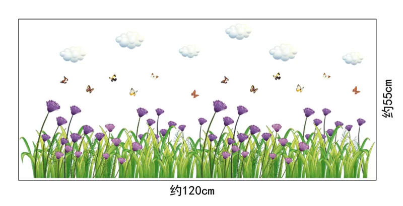 Zs Nalepke 55 x 110 cm vijoličen cvet travo broders Stenske Nalepke, vinilne Nalepke Doma Dekor Lepilo Stensko Talne dekoracijo
