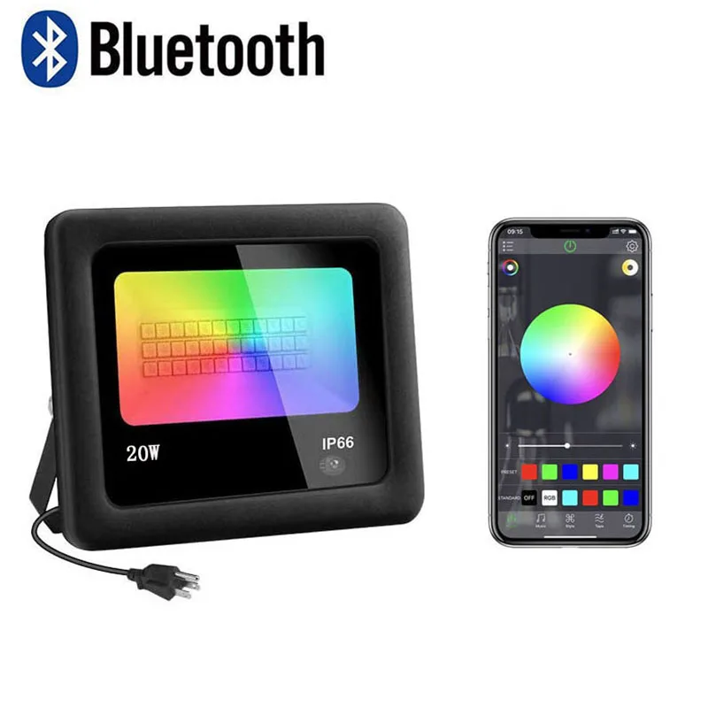 Zunanji 20W Bluetooth Smart LED Poplav Svetlobe RGB APP Nadzor LED Reflektorji za Vrtno zabavo Krajine Razsvetljavo
