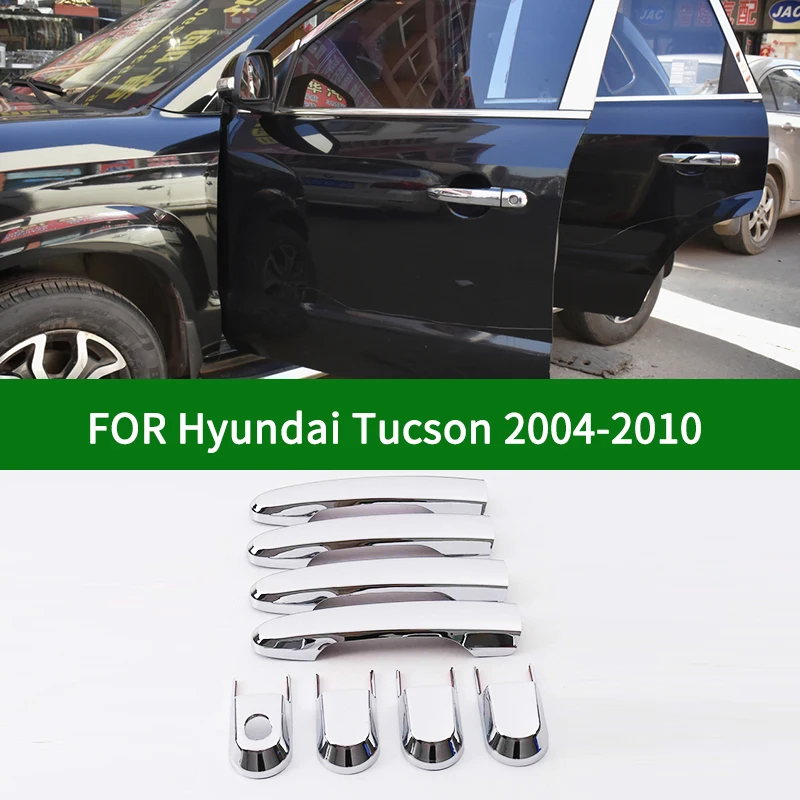 Zunanjost chrome srebro avto Stranska Vrata Ročaj skledo pokal Kritje Trim Za Hyundai Tucson JM 2004-2010 2005 2006 2007 2008 2009
