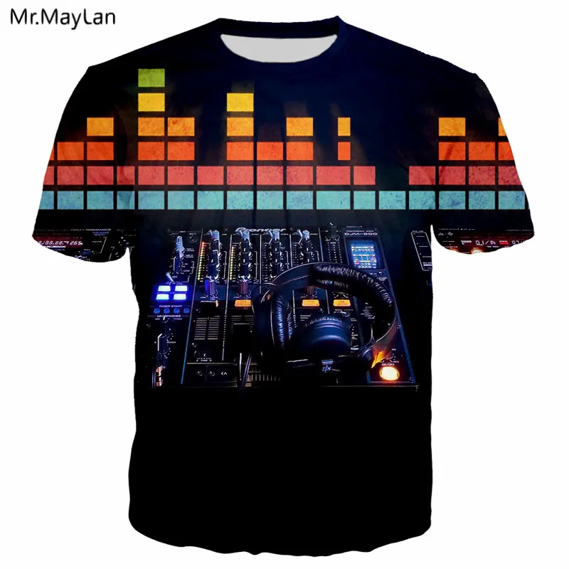 Zvok, Vklopi LED 3D Print majica s kratkimi rokavi Svetlobe Navzgor in navzdol Utripa Izenačevalnik EL T-Shirt Moški Rock Disco Party DJ Tshirt Fant Obleke