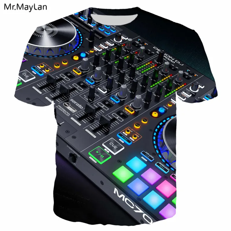 Zvok, Vklopi LED 3D Print majica s kratkimi rokavi Svetlobe Navzgor in navzdol Utripa Izenačevalnik EL T-Shirt Moški Rock Disco Party DJ Tshirt Fant Obleke