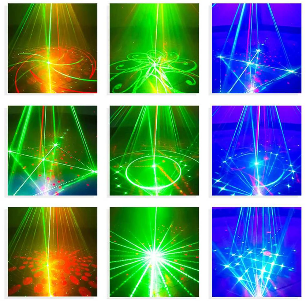 Zvok, Vklopi Luč Disco 6 Žarek 64 Vzorci LED Laser Projektor RGB Razsvetljavo Učinek DJ Luč Za notranje Stranke Bar Poroko