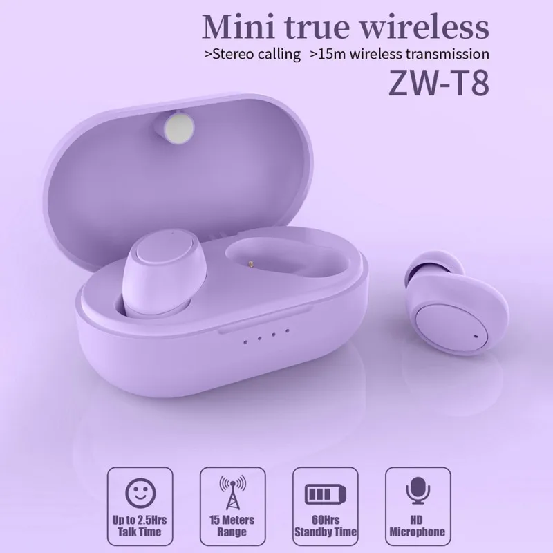 ZW-T 8tws Bluetooth Slušalke Bluetooth 5.0 Nove Prenosne Brezžične Bluetooth Slušalke