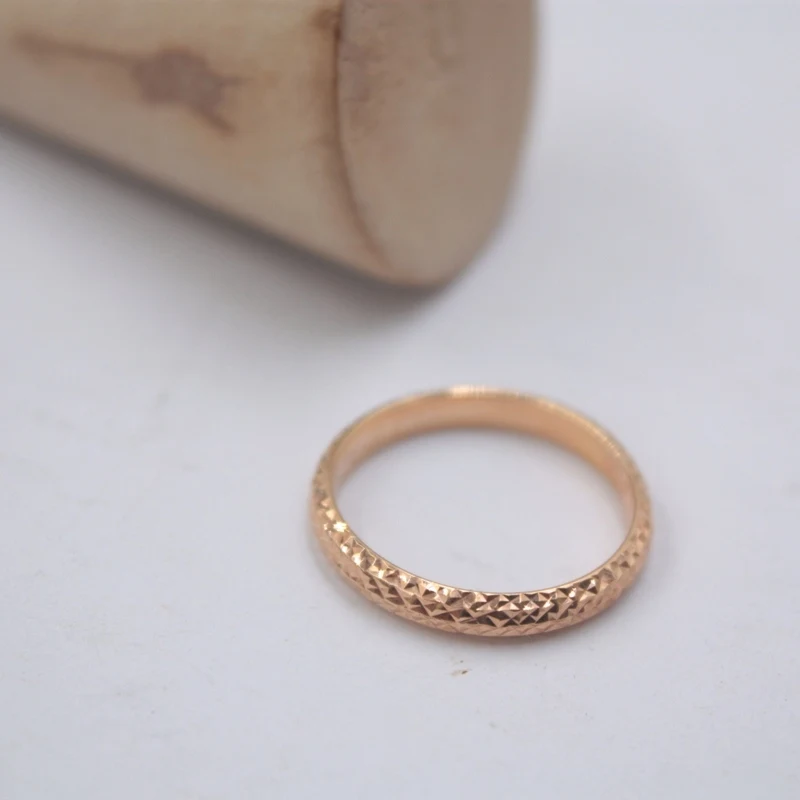 Čisto Solidno 18k Rose Gold Ring Ženske Sreče Polno Star Band Ring 2.5 mmW 0.7-1g US5-9