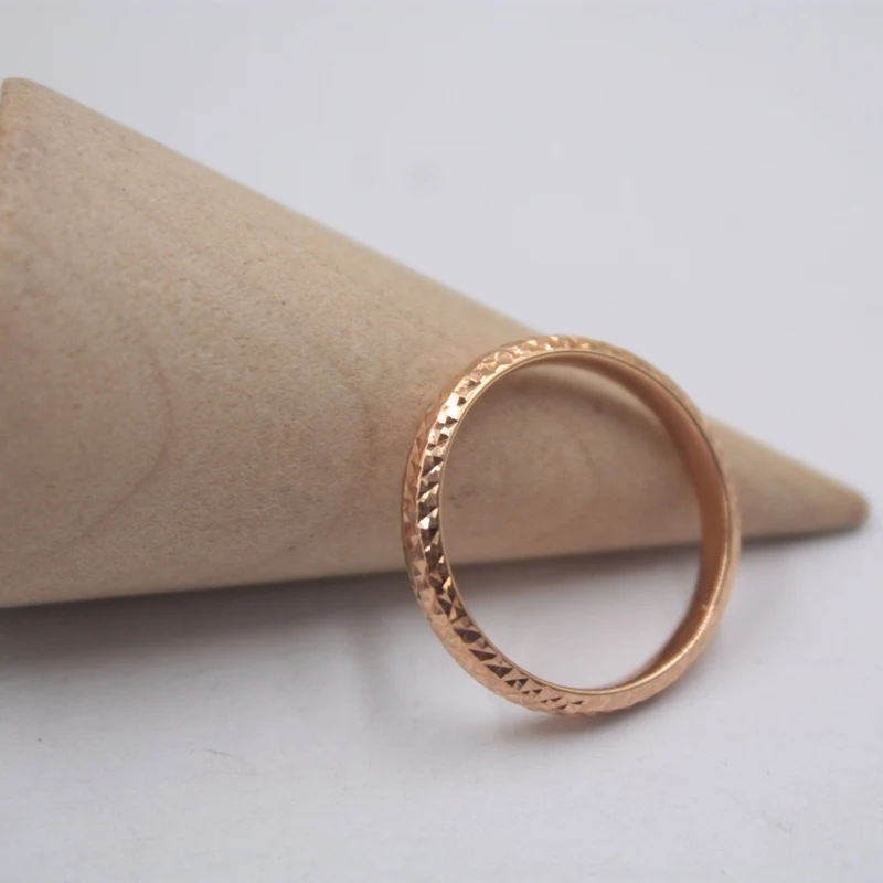 Čisto Solidno 18k Rose Gold Ring Ženske Sreče Polno Star Band Ring 2.5 mmW 0.7-1g US5-9