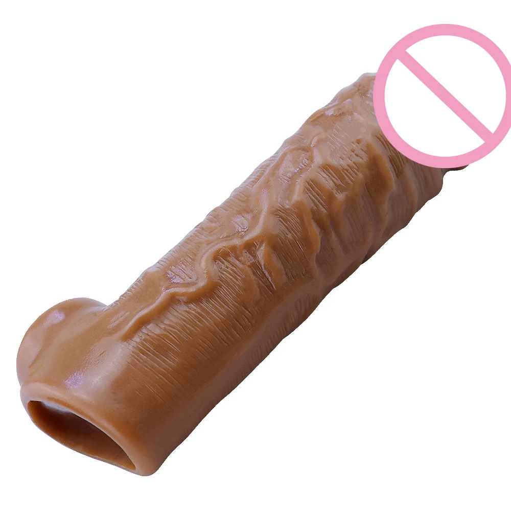 Človek Nuo Realističen Penis Kondom Silikonski Podaljšek za Večkratno uporabo Penis Rokav Extender Sex Igrača za Moške Kurac Enlarger Kondom Časovni Zamik