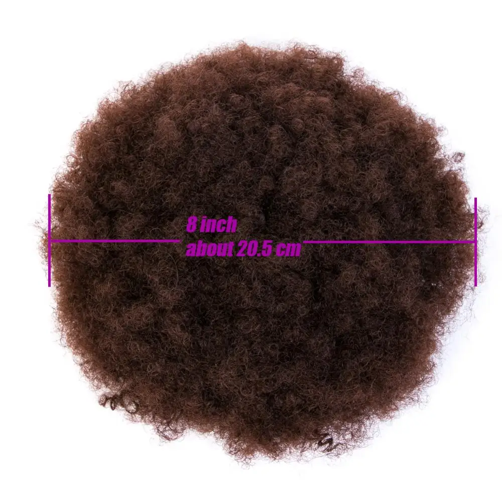 Čop, Sintetičnih Kratek Afro Kinky Lase Bun Visoko Temperaturo Vrvico Posnetek v Lase Razširitve na Puff Lase Bun Črna
