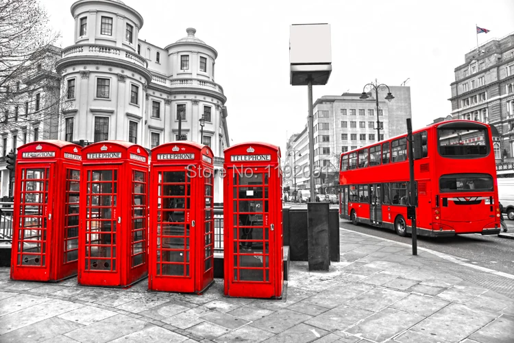 črna in bela, slikarstvo, fotografija brez okvirjev slikarstvo London avtobus in telefonska govorilnica rdeče slike zidana slikarsko platno
