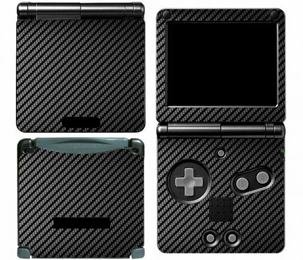 Črna Ogljikovih Vlaken Vinil Kože Nalepke Protector za Nintendo GameBoy Advance GBA SP kože Nalepke