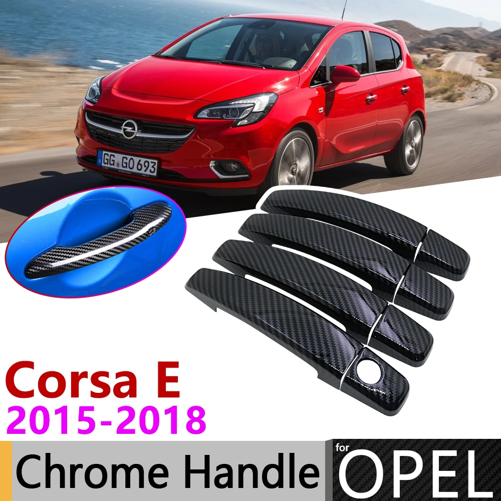 Črna Ogljikovih Vlaken Vrat Ročaj Kritje za Opel Corsa E~2018 2017 Vauxhall OPC VXR Avto Dodatki Nalepke Trim Nastavite google Chrome