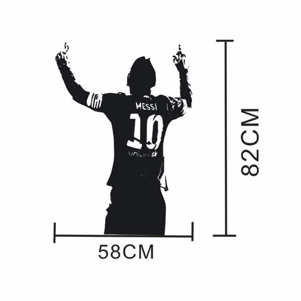 Črna PVC Ogromno Nogometnega zvezdnika Lionel Messi Slika Stenske Nalepke, Vinilne DIY Otroci Dnevna Soba Stenske Nalepke, Nalepke Za Ljubitelje Nogometa