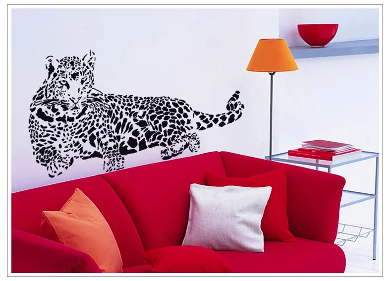 Črna PVC Stenske Nalepke Cheetah Leopard 3D Izmenljive Stene Decals je Doma Dekor Nalepke Brezplačna Dostava