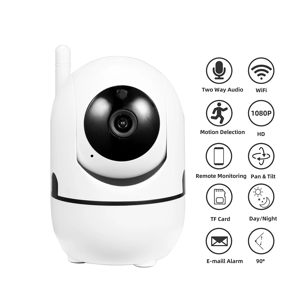 Črna Smart Home Security Video Nadzor 1080P Oblak IP Kamera Samodejno Sledenje Omrežja WiFi Brezžični Nadzor CCTV YCC365 PLUS