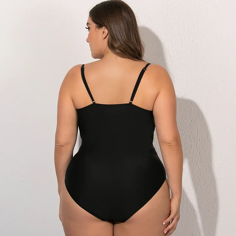črne čipke ženske plus velikost 3xl 4xl en kos kopalke off ramo retro bodysuit visoko pasu bikini očesa kopalke biquini