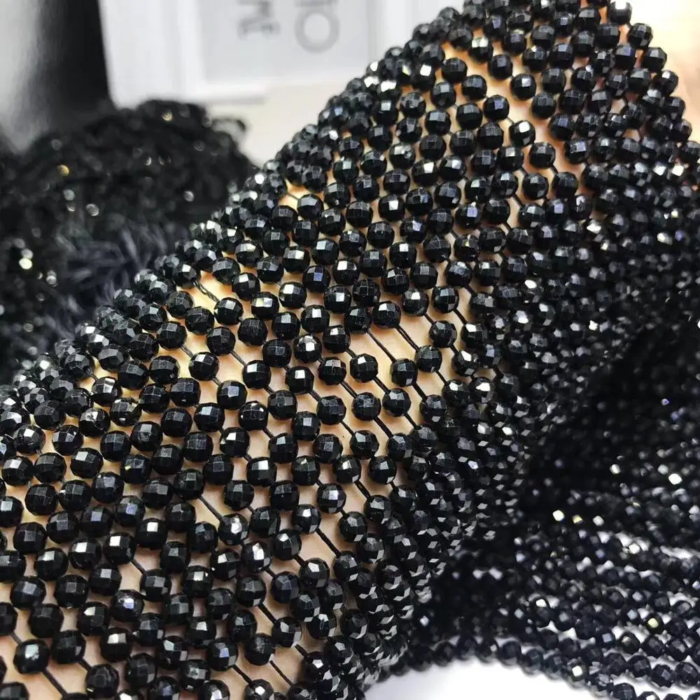 črni turmalin krogu gladko 2/3/4 mm za DIY nakit, izdelava svoboden kroglice FPPJ debelo biseri narave gemstone