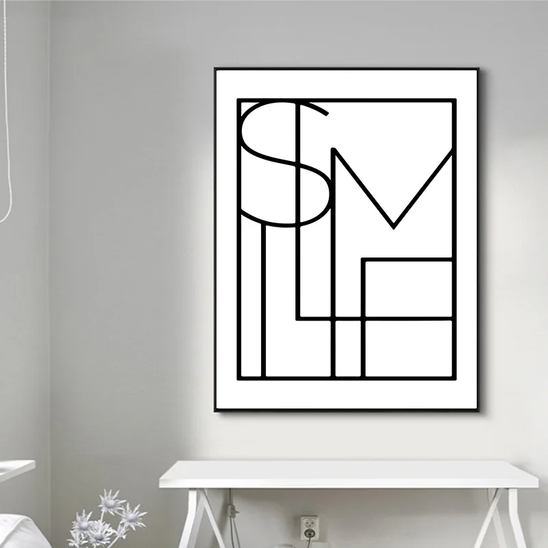 Črno Bel Povzetek Platno Plakat Umetnosti Geometrijske Minimalističen Tiskanja Skandinavski Slog Wall Art Slikarstvo Stensko Sliko za dnevno Sobo
