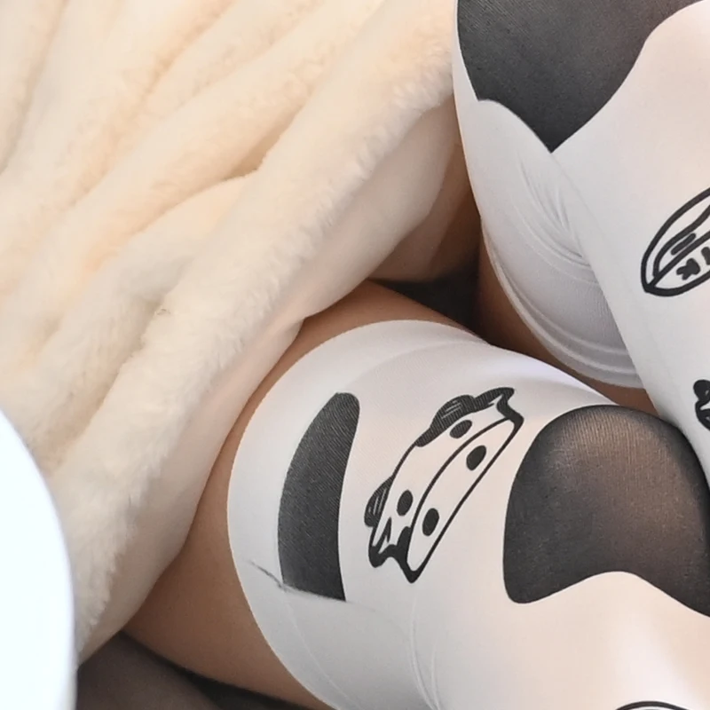 Črno Bel Srčkan Krava Vzorec Cosplay Knee visoke Nogavice Japonski Anime Mehko Dekle Lolita Seksi Risanka Nogavice vzponih Sockings
