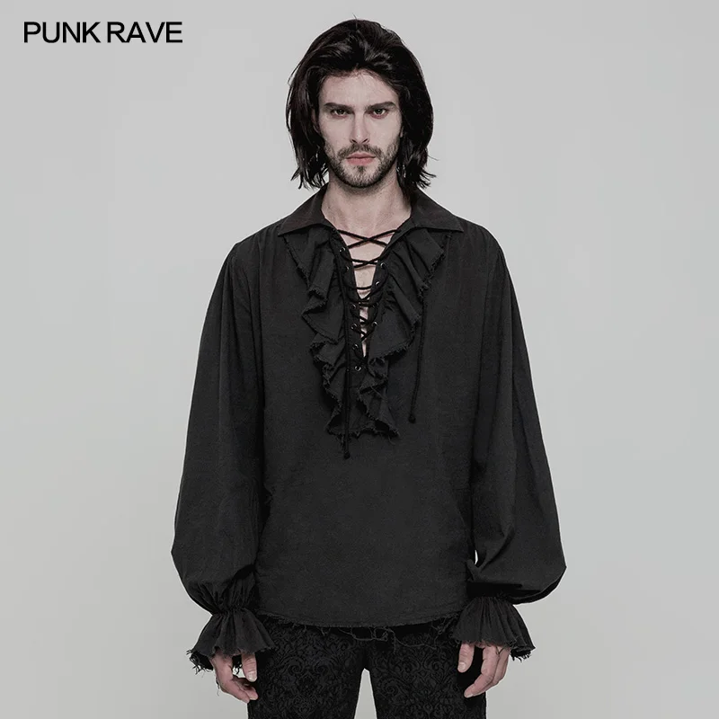 Črno Bele Barve Punk Rave Steampunk Gothic Moda viktorijanski Mens T Shirt Vrh oblačila WY873