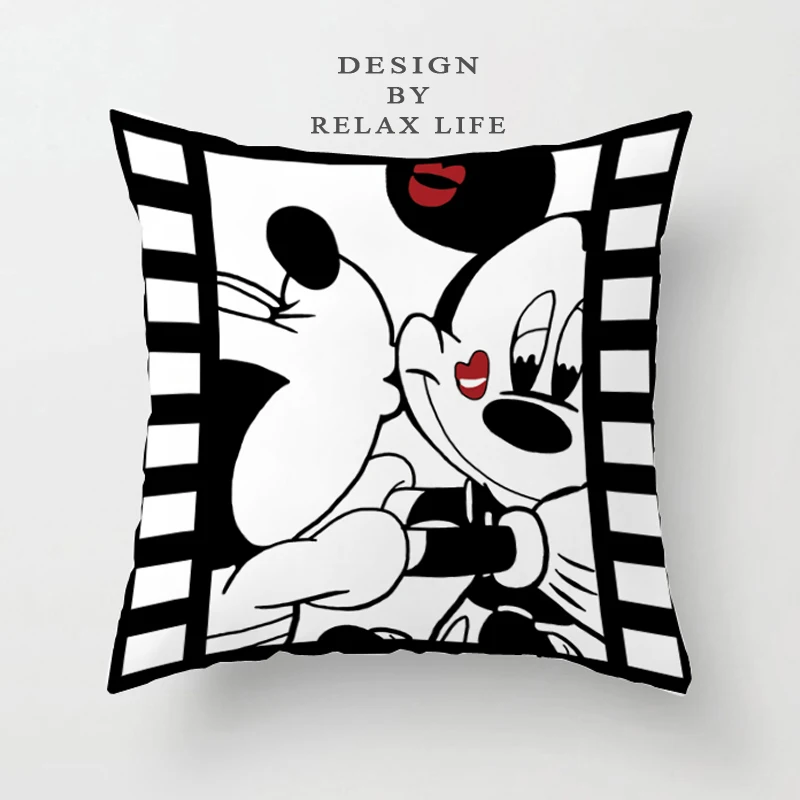 Črno-Beli Risani Mickey Miške Minnie Mouse Blazine Pokrov Okrasni Pillowcases 45x45cm za Otroke, za Odrasle na Posteljo, Kavč