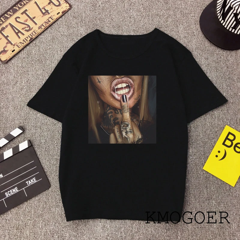 Črno Dekle, Ženska T-Shirt Poletnih Vrh Ženske Obleke 2019 Harajuku Black T Shirt Ulične Grunge Estetske Tshirt