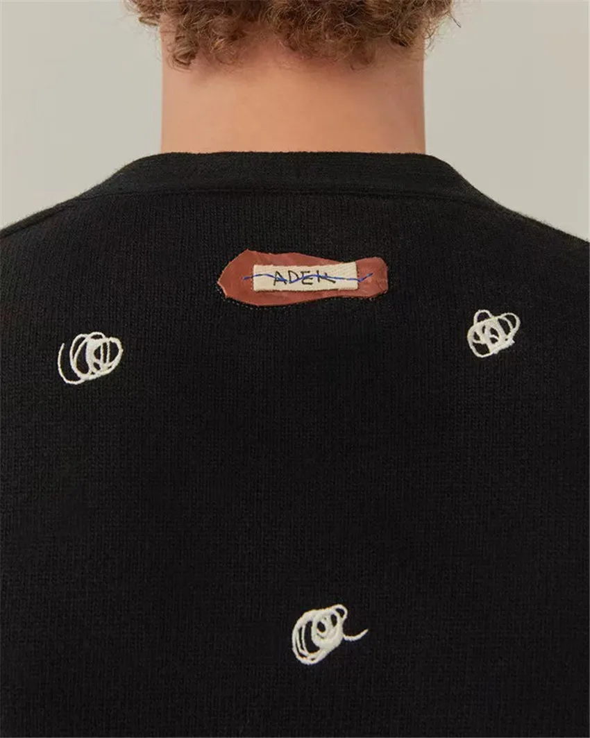 Črno Modro Jopico Proti-vrat Vezenje Ader Napaka Sweater Moški Ženske 1:1 Visoke Kakovosti Adererror Pletene Jopice