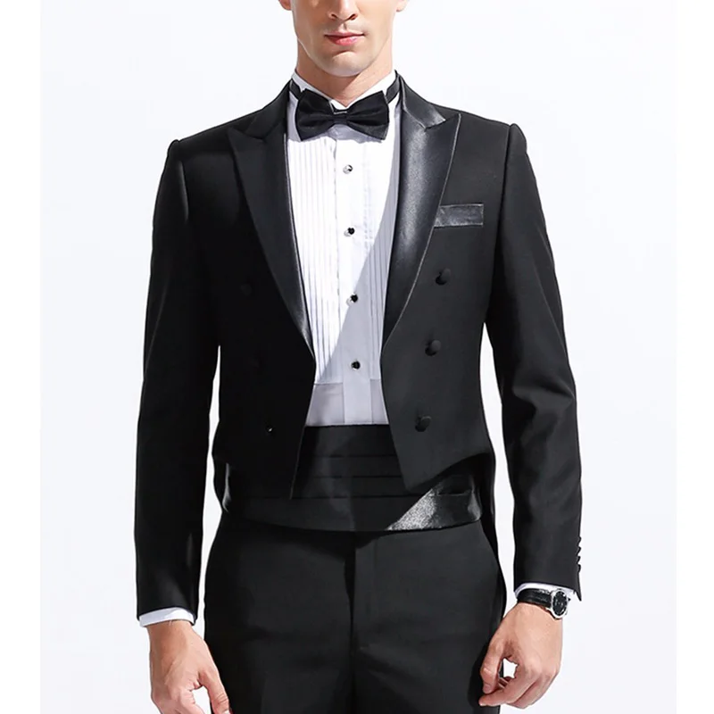 Črno Poročno Človek Plinski Plašč 2 Kos Dvojno Zapenjanje Moška Moda Obleke z Vrhuncem River po Meri Suknjič Hlače 2020