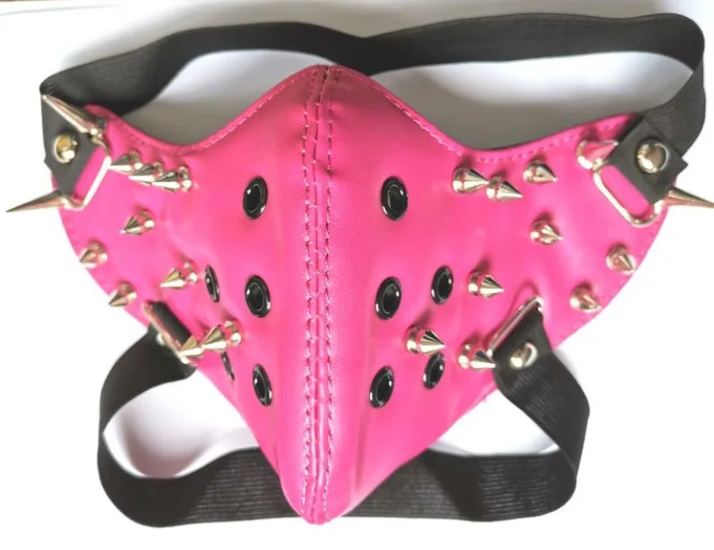 Črno Usnje Cosplay Maske Steam Punk Prestavi Masko Gothic Konice Rock Pribor Kovice Hip Pop Maske Masque Carnaval pink lady