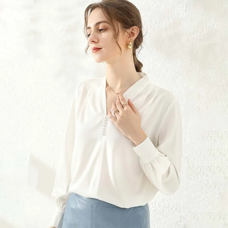 Šifon Bluzo Ženske Jeseni Mode korejski Eleganten V-izrez Dolg Rokav Plus Velikost Urad Dame Majice Womens Vrhovi In Bluze