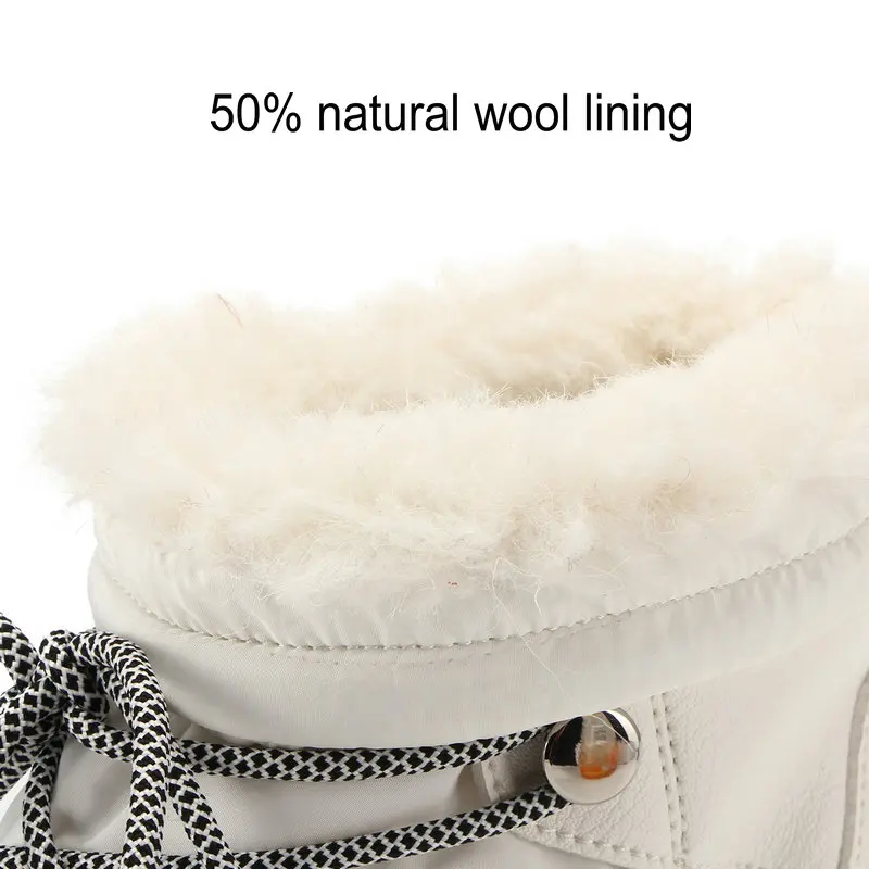 Škornji Ženske Pozimi sneg škorenj 50% naravna Mešanica volne toplo modni črno bel burgendy barvne čipke kratek slog brezplačna dostava