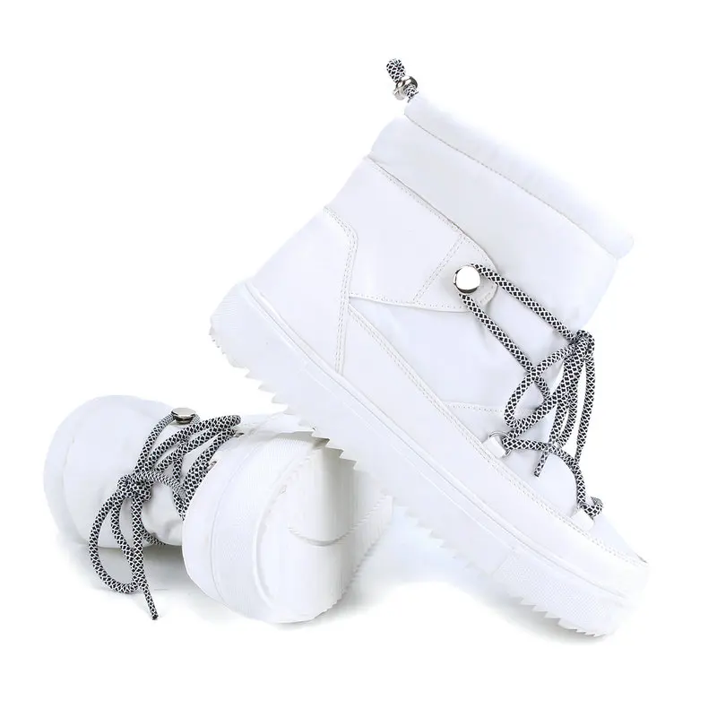 Škornji Ženske Pozimi sneg škorenj 50% naravna Mešanica volne toplo modni črno bel burgendy barvne čipke kratek slog brezplačna dostava