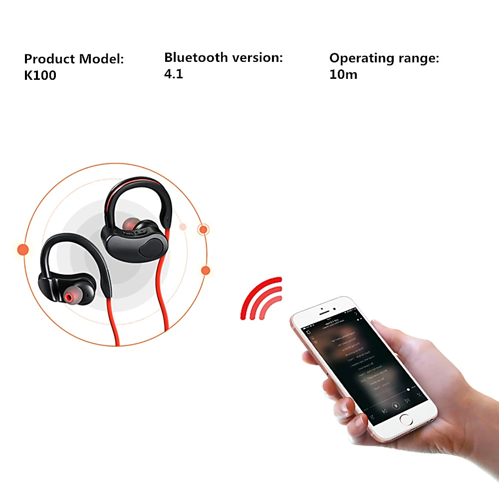 Šport Bluetooth Slušalke Brezžične Slušalke Bluetooth Slušalke Nepremočljiva zmanjševanje hrupa z Mikrofonom za android ios telefonov