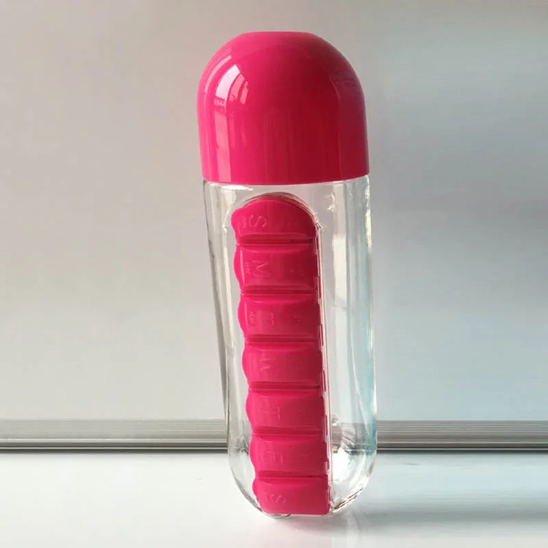Šport Steklenico Vode Dnevno Tabletke Škatle Neprepustnih 2 V 1 Plastičnih 600ML Prenosni pivske Steklenice Outdoor Oprema