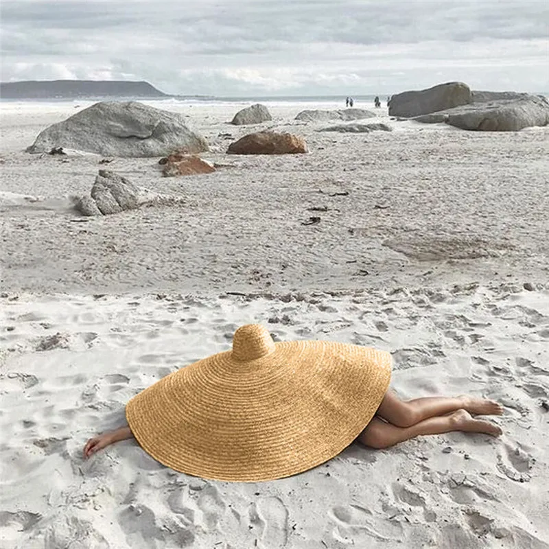 Ženska Moda Velika Nedelja Klobuk Plaži Anti-UV Zaščita pred Soncem Zložljive Slame Skp Zajema Prevelik zložljiv dežnik plaži slamnik